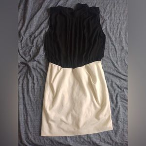 US8 black and white mid length dress